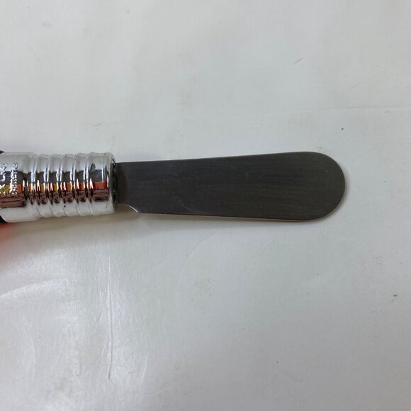 Knife Utensil Red Christmas Light Bulb Handle Silver Base Cheese Butter Spreader - Picture 3 of 5